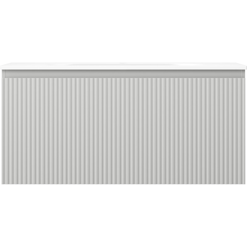 Mexen Rivel armario de baño de 100 cm con lavabo Vela, 1 cajón, canaleteado, gris mate/blanco mate - 91A20-10047-1-BF62-W23M01