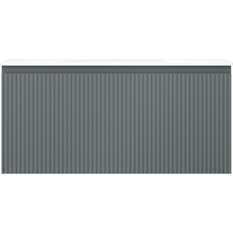 Mexen Rivel badkamerkast 100 cm met wastafel Vela, 1 lade, gefreesd, grafiet mat/wit mat - 91A20-10047-1-BF66-W23M01