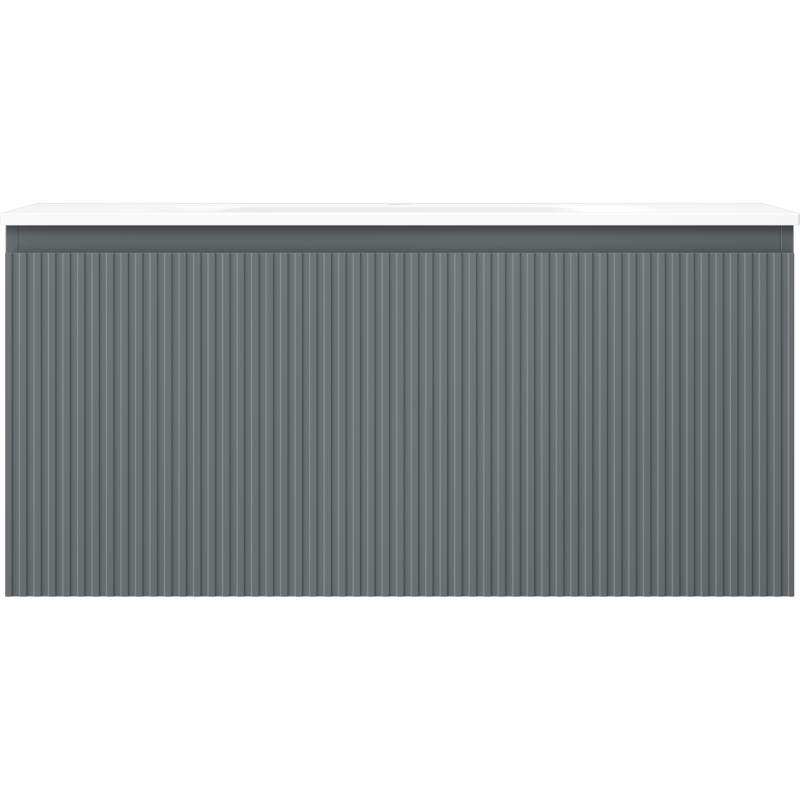 Mexen Rivel gabinete de baño de 100 cm con lavabo Vela, 1 cajón, ranurado, grafito mate/blanco mate - 91A20-10047-1-BF66-W23M01