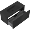 Mexen Rivel mobile da bagno 100 cm con lavabo Vela, 1 cassetto, scanalato, nero opaco - 91A20-10047-1-BF71-W23M71