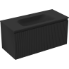 Mexen Rivel Badezimmerschrank 100 cm mit Waschbecken Vela, 1 Schublade, geriffelt, schwarz matt - 91A20-10047-1-BF71-W23M71