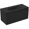Mexen Rivel gabinete de baño de 100 cm con lavabo Vela, 1 cajón, ranurado, negro mate - 91A20-10047-1-BF71-W23M71