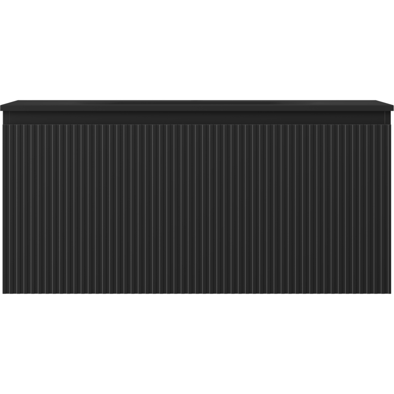 Mexen Rivel Badezimmerunterschrank 100 cm mit Waschbecken Vela, 1 Schublade, gerillt, schwarz matt - 91A20-10047-1-BF71-W23M71