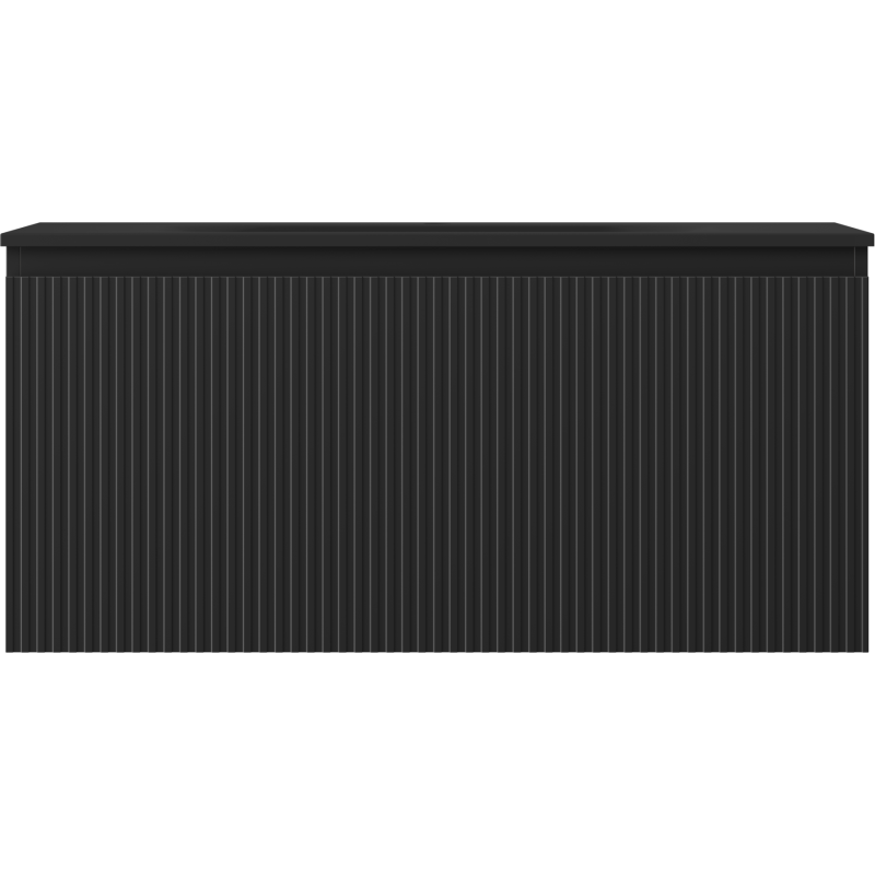 Mexen Rivel meuble de salle de bain 100 cm avec lavabo Vela, 1 tiroir, rainuré, noir mat - 91A20-10047-1-BF71-W23M71