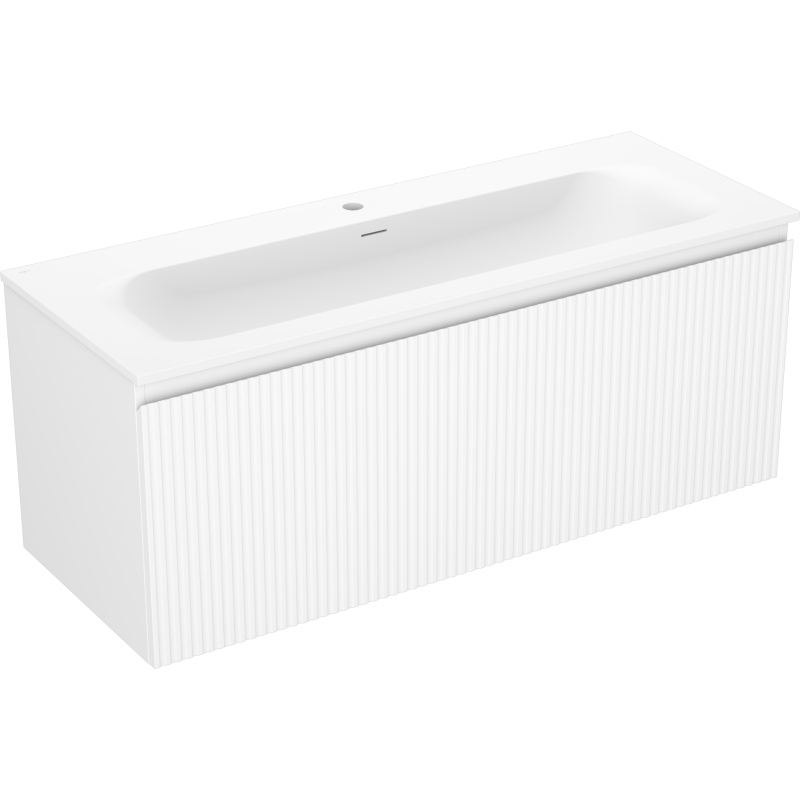 Mexen Rivel Badezimmermöbel 120 cm mit Waschbecken Vela, 1 Schublade, geriffelt, weiß matt - 91A20-12047-1-BF01-W23M01