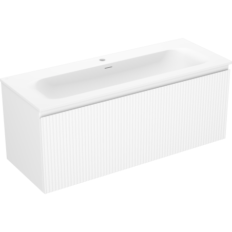 Mexen Rivel Badezimmermöbel 120 cm mit Waschbecken Vela, 1 Schublade, geriffelt, weiß matt - 91A20-12047-1-BF01-W23M01