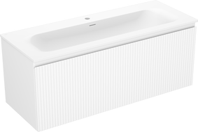 Mexen Rivel bathroom cabinet 120 cm with Vela sink, 1 drawer, fluted, white matt - 91A20-12047-1-BF01-W23M01
