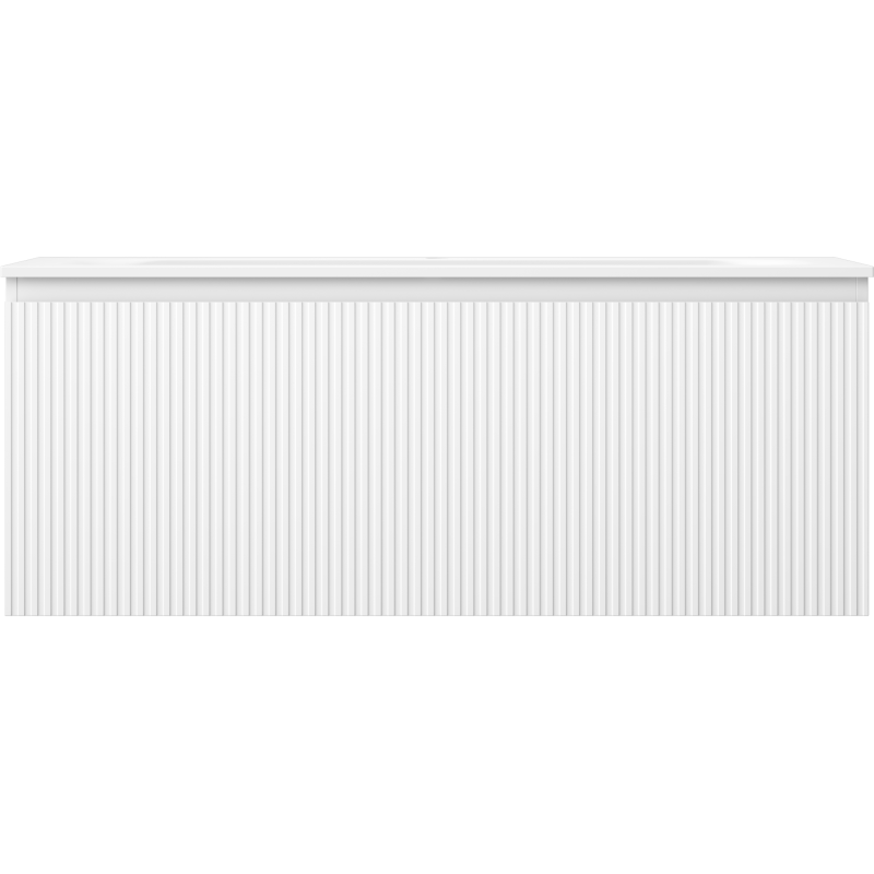 Mexen Rivel bathroom cabinet 120 cm with Vela sink, 1 drawer, fluted, white matt - 91A20-12047-1-BF01-W23M01