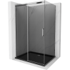 Mexen Omega cabine de douche coulissante 100 x 80 cm, graphite, chrome + receveur Flat, noir - 825-100-080-01-40-4070