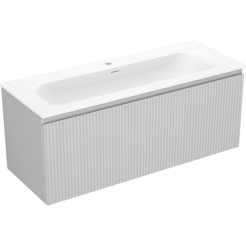 Mexen Rivel armoire de salle de bain 120 cm avec lavabo Vela, 1 tiroir, rainurée, gris mat/blanc mat