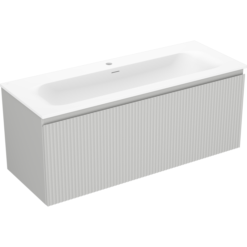 Mexen Rivel mueble de baño 120 cm con lavabo Vela, 1 cajón, ranurado, gris mate/blanco mate - 91A20-12047-1-BF62-W23M01