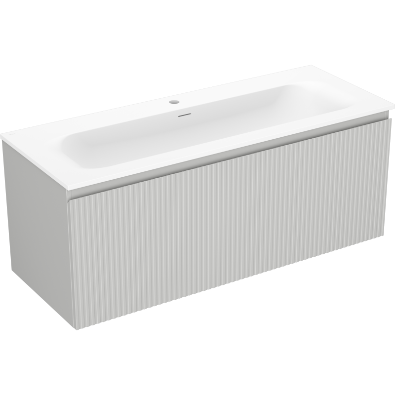 Mexen Rivel szafka łazienkowa 120 cm z umywalką Vela, 1 szuflada, ryflowana , szara mat/biała mat - 91A20-12047-1-BF62-W23M01