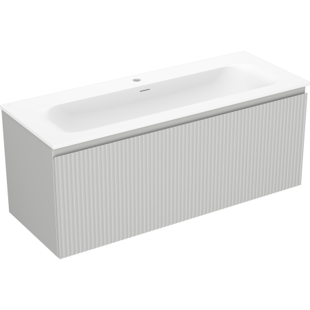 Mexen Rivel szafka łazienkowa 120 cm z umywalką Vela, 1 szuflada, ryflowana , szara mat/biała mat - 91A20-12047-1-BF62-W23M01