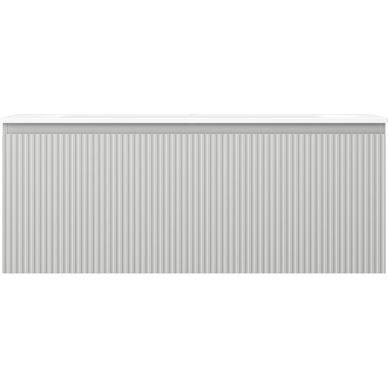 Mexen Rivel armário de casa de banho 120 cm com lavatório Vela, 1 gaveta, ranhurado, cinza mate/branco mate