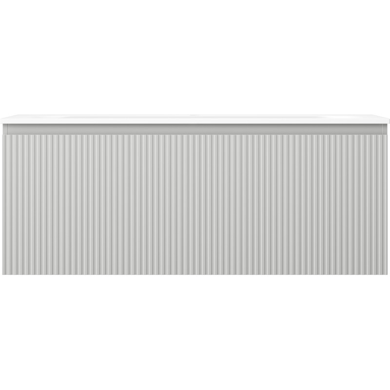 Mexen Rivel armoire de salle de bain 120 cm avec lavabo Vela, 1 tiroir, rainurée, gris mat/blanc mat