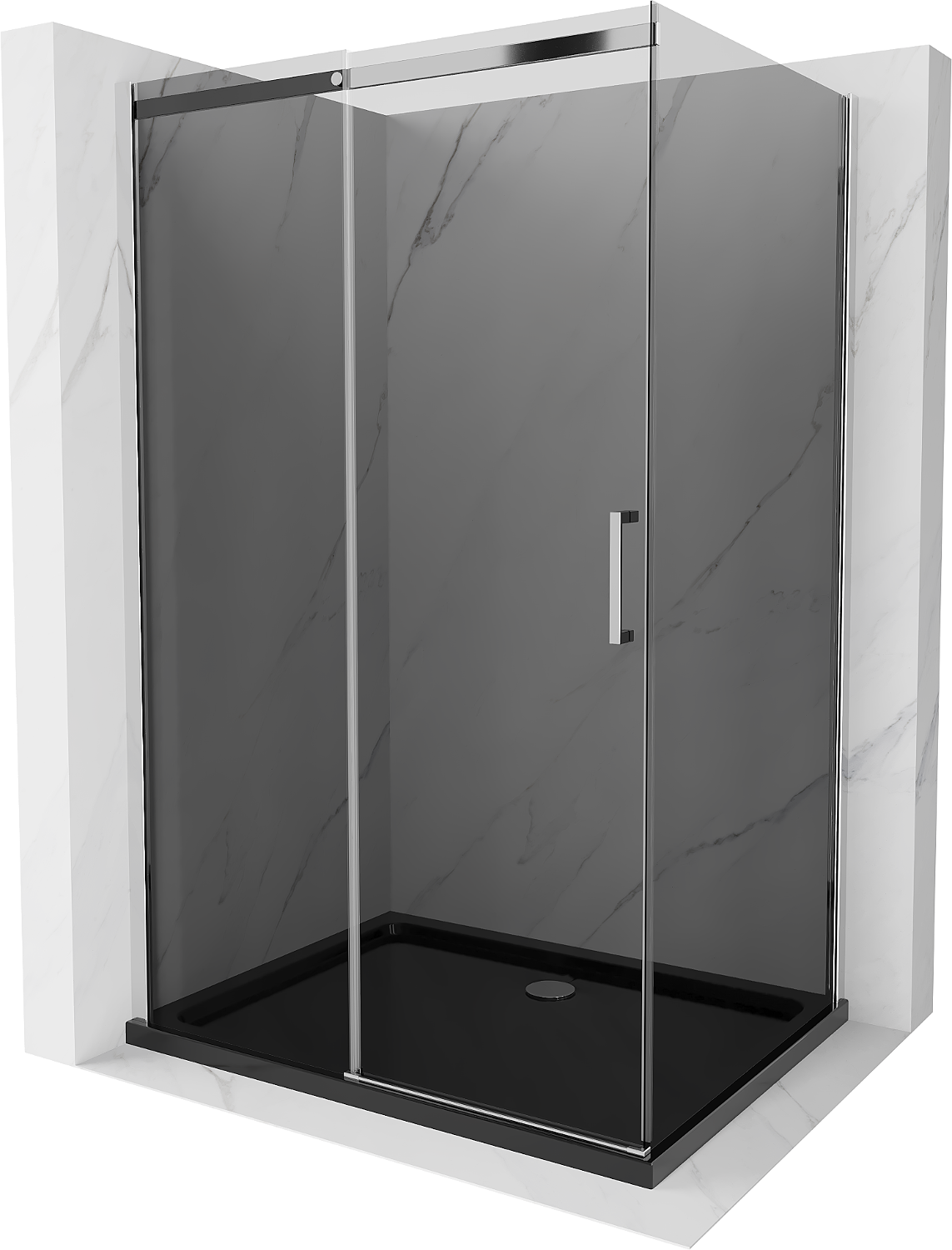 Mexen Omega kabina prysznicowa rozsuwana 100 x 90 cm, grafit, chrom + brodzik Flat, czarny - 825-100-090-01-40-4070