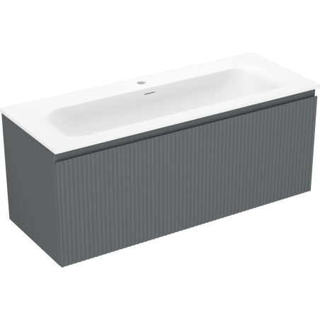 Mexen Rivel bathroom cabinet 120 cm with sink Vela, 1 drawer, fluted, matte graphite/white matte - 91A20-12047-1-BF66-W23M0