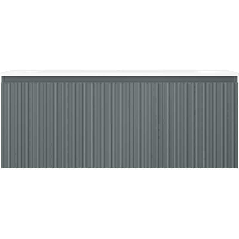 Mexen Rivel 120 cm kylpyhuonekaappi pesualtaalla Vela, 1 laatikko, uritettu, grafiitin mattaharmaa/valkoinen matta -