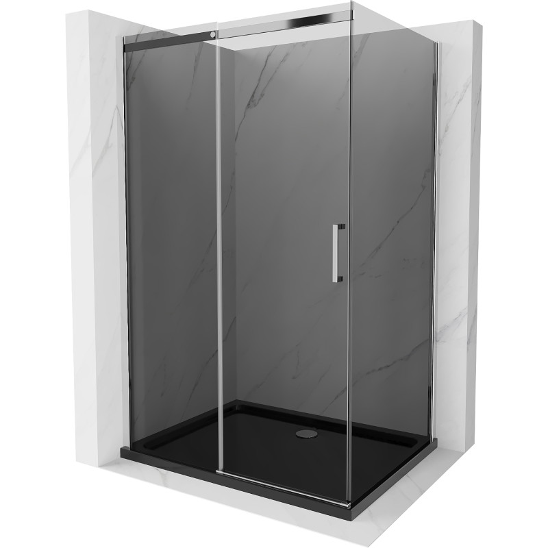 Mexen Omega liugustega dušinurk 120 x 80 cm, grafiit, kroom + Flat alus, must - 825-120-080-01-40-4070
