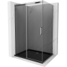 Mexen Omega cabine de douche coulissante 120 x 80 cm, graphite, chrome + receveur Flat, noir - 825-120-080-01-40-4070