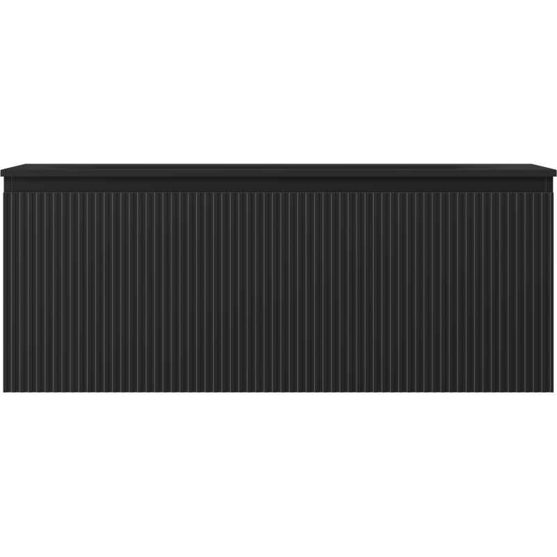 Mexen Rivel 120 cm Bathroom Cabinet with Vela Basin, 1 Drawer, Fluted, Black Matte - 91A20-12047-1-BF71-W23M71