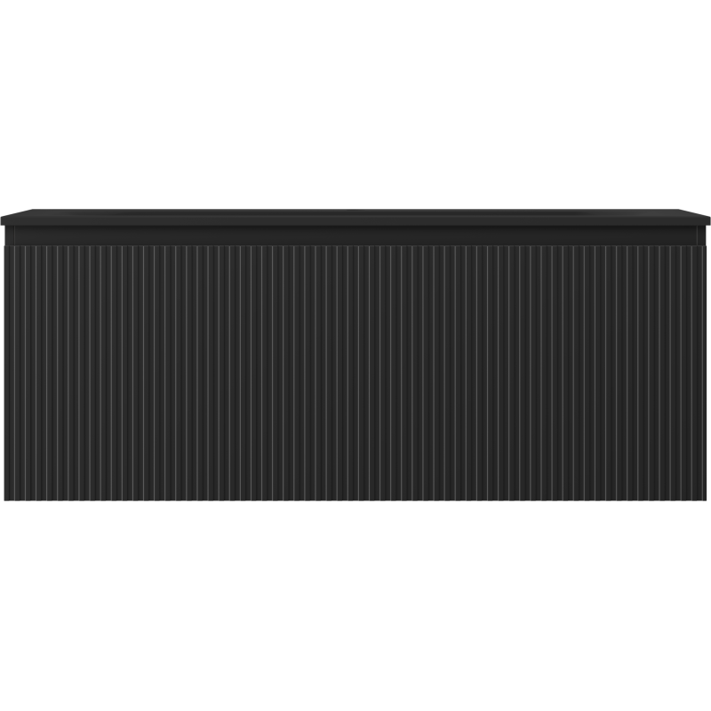 Mexen Rivel mobile da bagno 120 cm con lavabo Vela, 1 cassetto, scanalato, nero opaco - 91A20-12047-1-BF71-W23M71