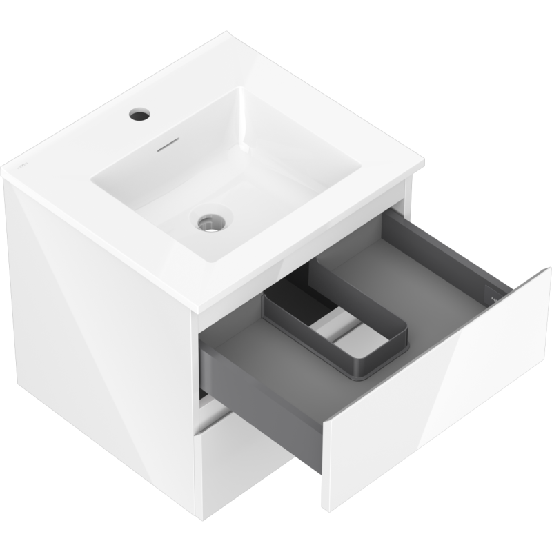 Mexen Orio armario de baño de 50 cm con lavabo Otis, 2 cajones, blanco brillo - 91A10-05047-2-BFF00-W18M00