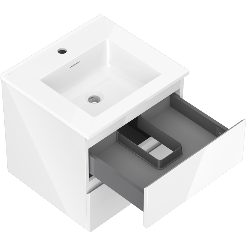 Mexen Orio mobile da bagno 50 cm con lavabo Otis, 2 cassetti, bianco lucido - 91A10-05047-2-BFF00-W18M00