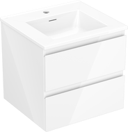 Mexen Orio Badezimmerschrank 50 cm mit Waschbecken Otis, 2 Schubladen, weiß glänzend - 91A10-05047-2-BFF00-W18M00