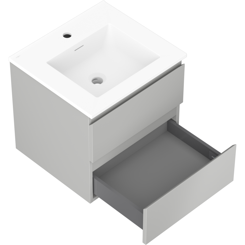 Mexen Orio bathroom cabinet 50 cm with Otis washbasin, 2 drawers, grey matte/white matte - 91A10-05047-2-BFF62-W18M01