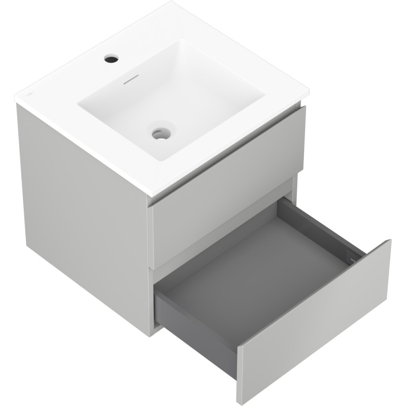 Mexen Orio szafka łazienkowa 50 cm z umywalką Otis, 2 szuflady, szara mat/biała mat - 91A10-05047-2-BFF62-W18M01