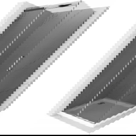 Mexen Omega Schiebeduschkabine 100 x 100 cm, Graphit, Chrom + Flat Duschwanne, weiß - 825-100-100-01-40-4010