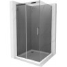 Mexen Omega kabina prysznicowa rozsuwana 100 x 100 cm, grafit, chrom + brodzik Flat, bialy - 825-100-100-01-40-4010