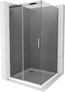 Mexen Omega klizna tuš vrata 100 x 100 cm, grafit, krom + plitki tuš, bijeli - 825-100-100-01-40-4010