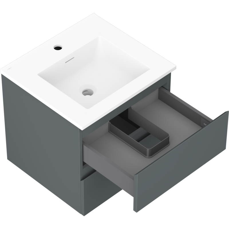 Mexen Orio 50 cm Bathroom Cabinet with Otis Washbasin, 2 Drawers, Matte Graphite/Matte White - 91A10-05047-2-BFF66-W18M01