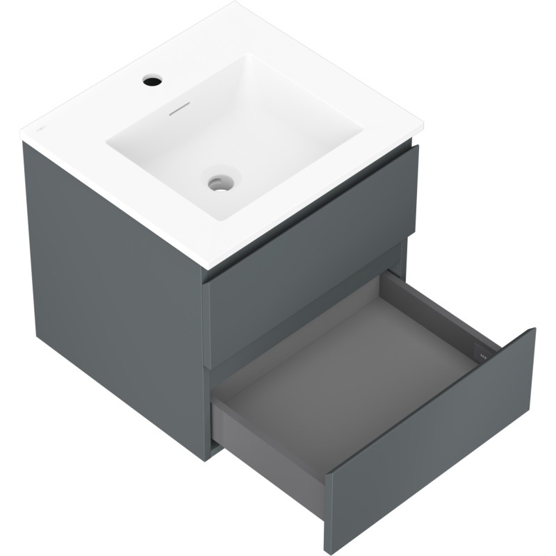Mexen Orio armadietto da bagno 50 cm con lavabo Otis, 2 cassetti, grafite opaco/bianco opaco - 91A10-05047-2-BFF66-W18M01