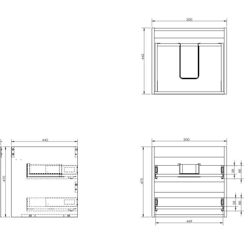 Mexen Orio 50 cm Bathroom Cabinet with Otis Sink, 2 Drawers, Black Gloss/Black Matte - 91A10-05047-2-BFF70-W18M71