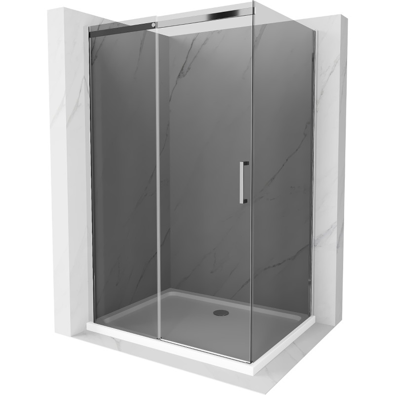 Mexen Omega sliding shower cabin 110 x 70 cm, graphite, chrome + Flat tray, white - 825-110-070-01-40-4010