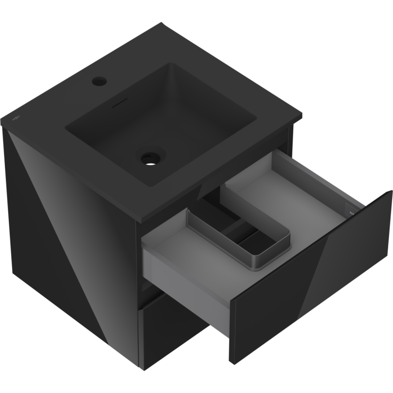 Mexen Orio mueble de baño de 50 cm con lavabo Otis, 2 cajones, negro brillo/negro mate - 91A10-05047-2-BFF70-W18M71