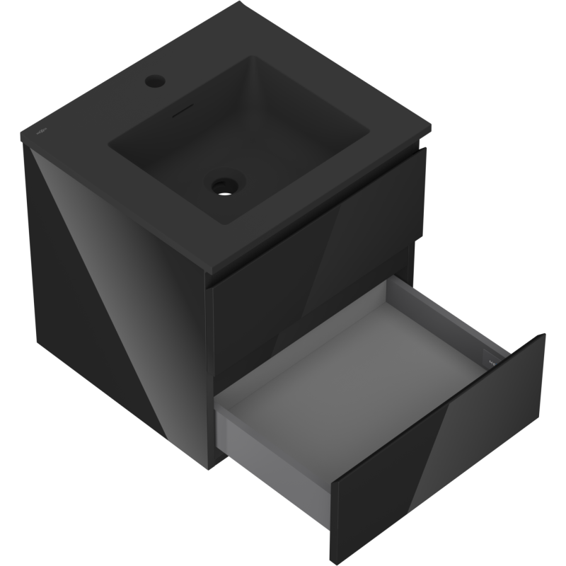 Mexen Orio mueble de baño de 50 cm con lavabo Otis, 2 cajones, negro brillo/negro mate - 91A10-05047-2-BFF70-W18M71