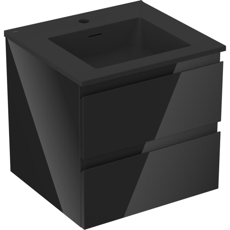 Mexen Orio badkamerkast 50 cm met wastafel Otis, 2 lades, zwart glans/zwart mat - 91A10-05047-2-BFF70-W18M71