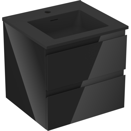 Mexen Orio Badezimmerschrank 50 cm mit Waschbecken Otis, 2 Schubladen, Schwarz Glanz/Schwarz Matt - 91A10-05047-2-BFF70-W18M71