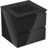 Mexen Orio Badezimmerschrank 50 cm mit Waschbecken Otis, 2 Schubladen, Schwarz Glanz/Schwarz Matt - 91A10-05047-2-BFF70-W18M71