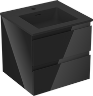 Mexen Orio mobiletto da bagno 50 cm con lavabo Otis, 2 cassetti, nero lucido/nero opaco - 91A10-05047-2-BFF70-W18M71