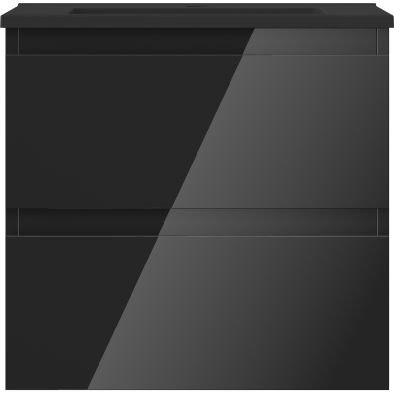 Mexen Orio 50 cm Bathroom Cabinet with Otis Sink, 2 Drawers, Black Gloss/Black Matte - 91A10-05047-2-BFF70-W18M71