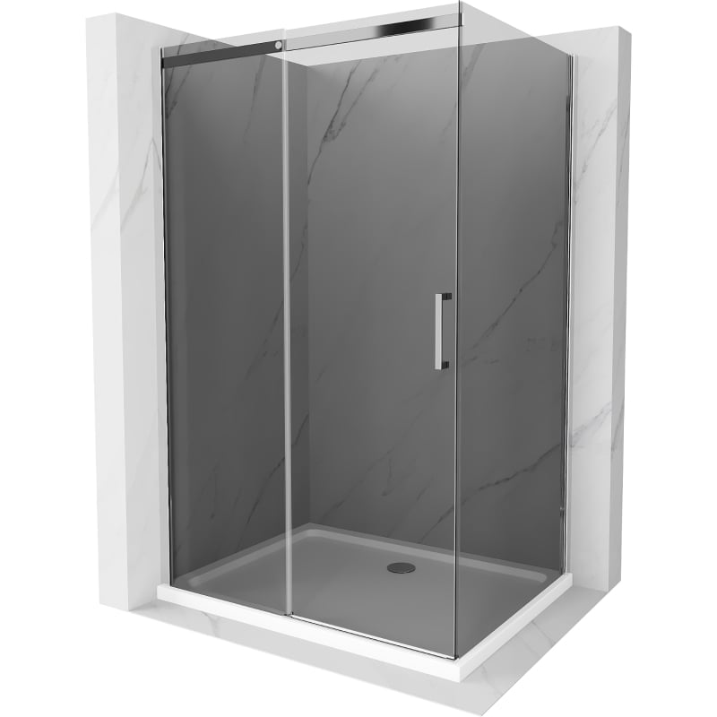 Mexen Omega klizna kabina 110 x 80 cm, grafit, krom + pladanj Flat, bijela - 825-110-080-01-40-4010