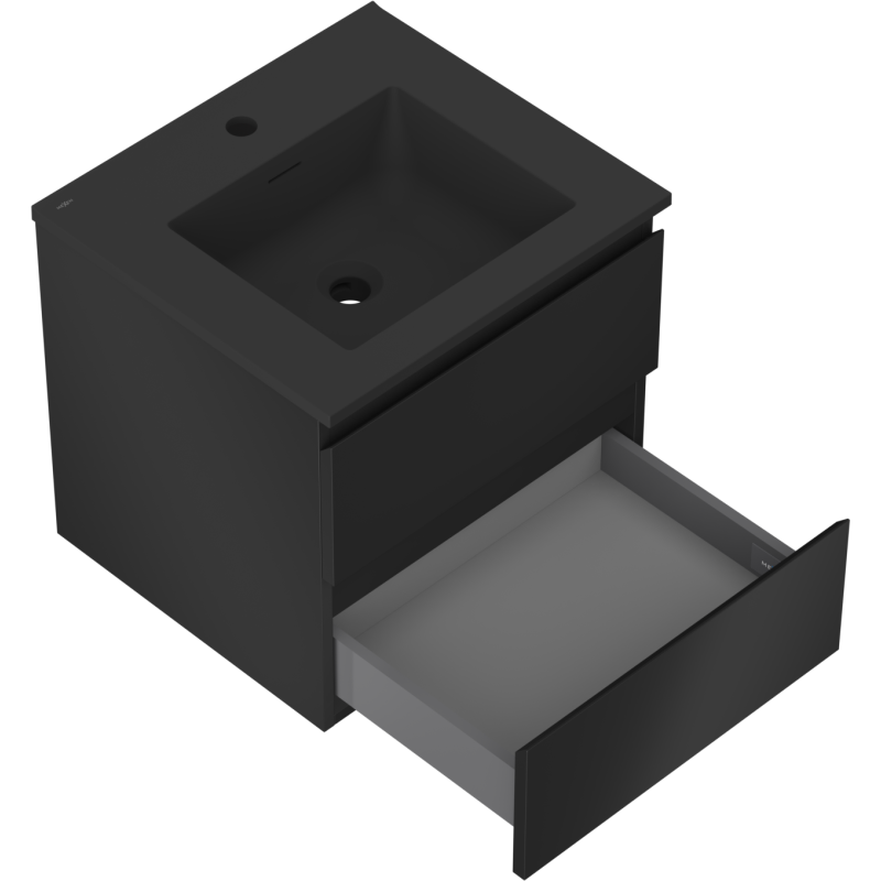Mexen Orio bathroom cabinet 50 cm with Otis washbasin, 2 drawers, black matte - 91A10-05047-2-BFF71-W18M71