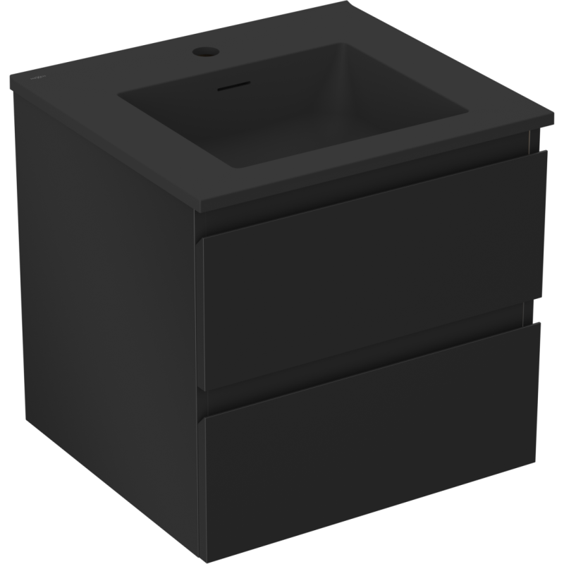 Mexen Orio 50 cm badrumsskåp med handfat Otis, 2 lådor, svart matt - 91A10-05047-2-BFF71-W18M71