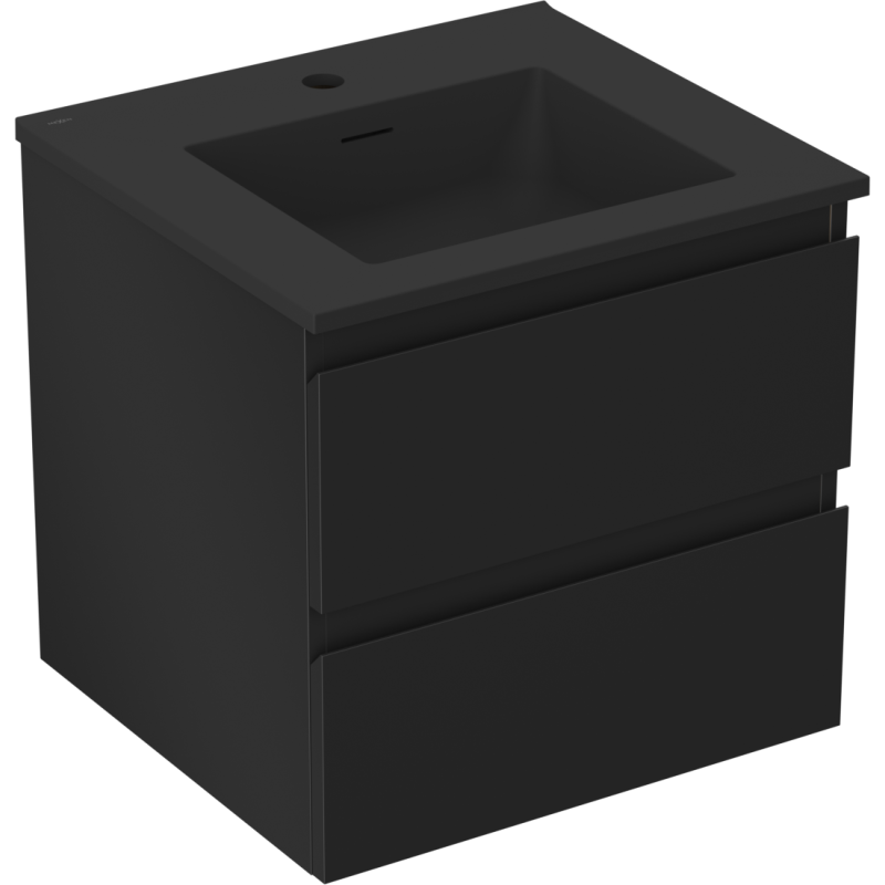 Mexen Orio Badezimmerunterschrank 50 cm mit Otis-Waschbecken, 2 Schubladen, Schwarz matt - 91A10-05047-2-BFF71-W18M71