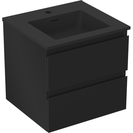 Mexen Orio Badezimmerunterschrank 50 cm mit Otis-Waschbecken, 2 Schubladen, Schwarz matt - 91A10-05047-2-BFF71-W18M71